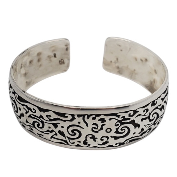 Sterling Silver Oxidized Spiral Cut Out Wide Cuff Bracelet #20760 - Picture 1 of 10